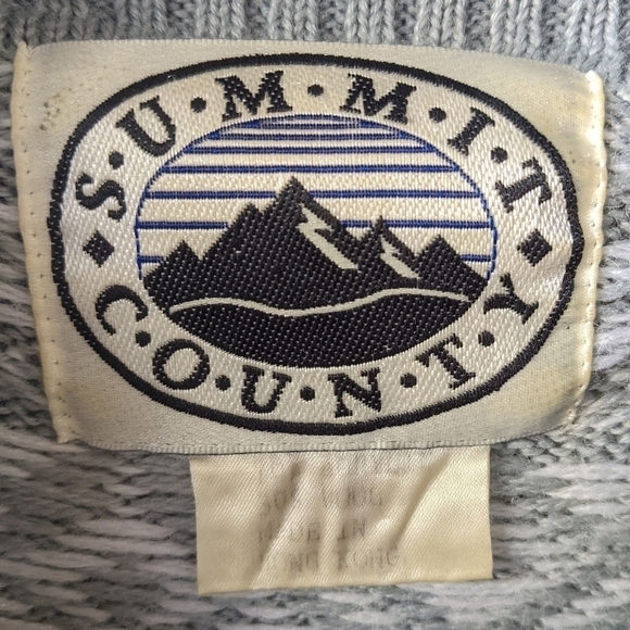 Vintage 70s 80s Summit County Ski Sweater White Gry - Picture 3 of 7